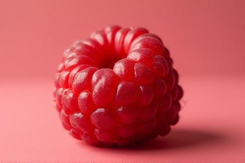 Macro shot of a vibrant dried raspberry